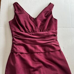David’s Bridal size 10 Elegant Satin Burgundy Dress